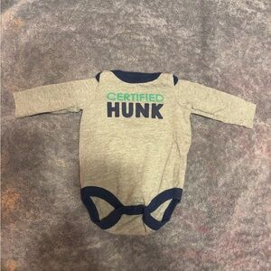 Gray and Navy Certified Hunk Onesie